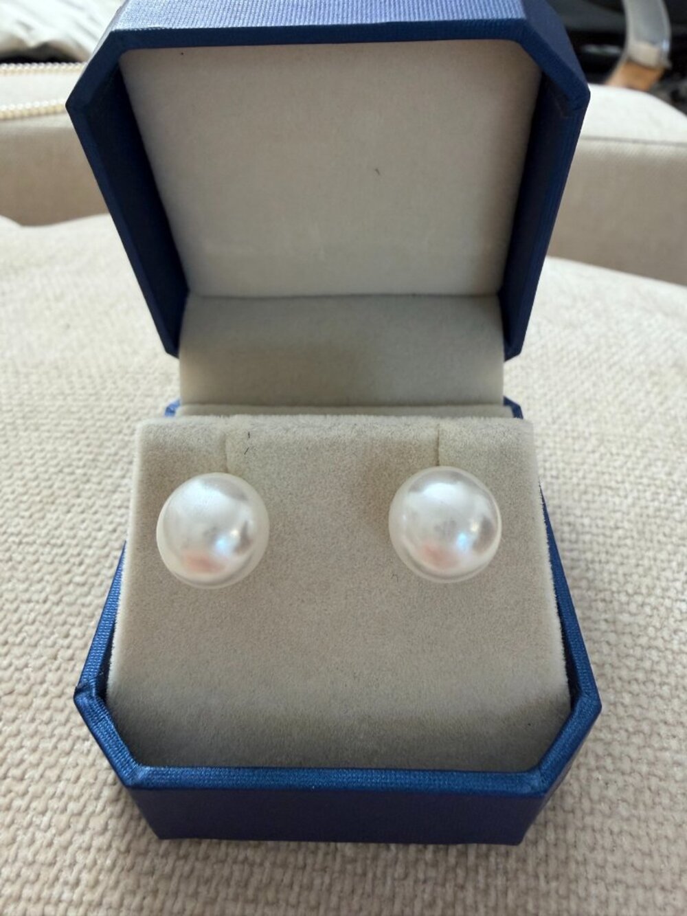 White Faux Pearl Stud Earrings 12mm Silver-Tone Posts